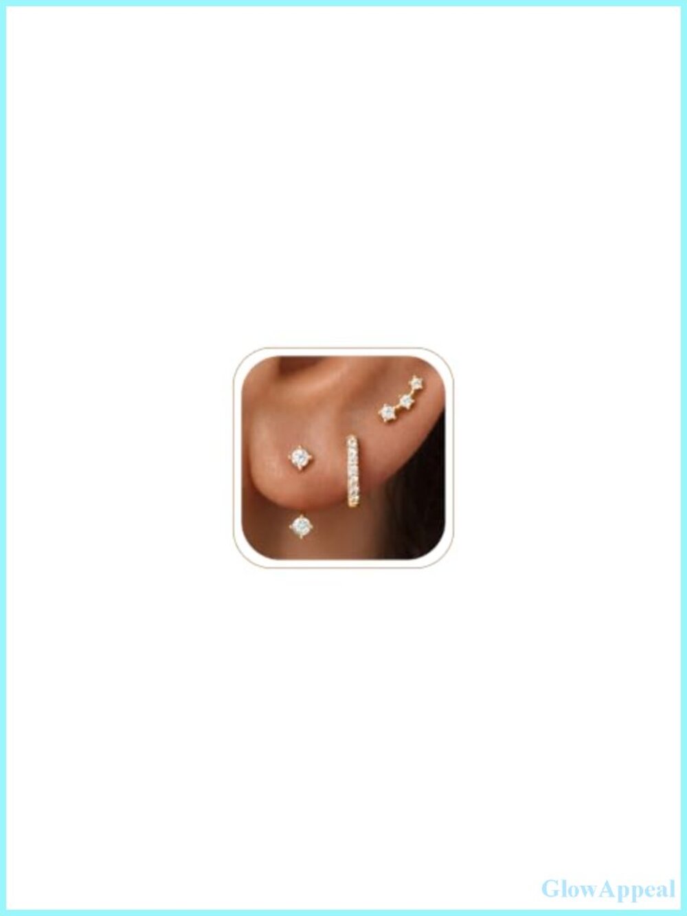 3 Pairs Dainty Gold Plated Earrings Set For Women, Stud Huggie Hoop Jacket